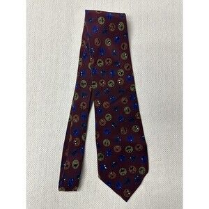 Jsaco Signs of Zodiac Horoscope 100% Silk Neck Tie Maroon 57in X 4in
